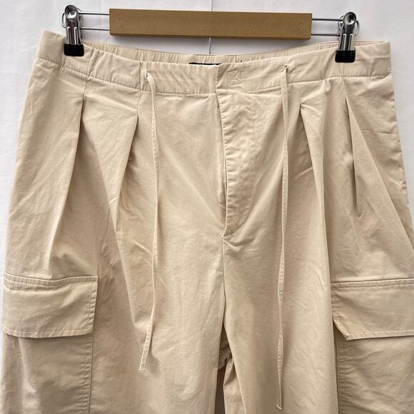 Zara Cargo Parachute High Rise Barrel Balloon Pants Cream Women's Size Large - Picture 3 of 16